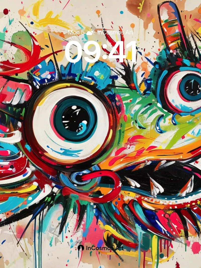 Electric Dragon Wallpaper with Paint-Splashed Eyes