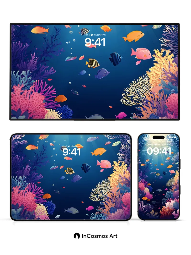 Luminous Reef Wallpaper with Sunbeam Whispers