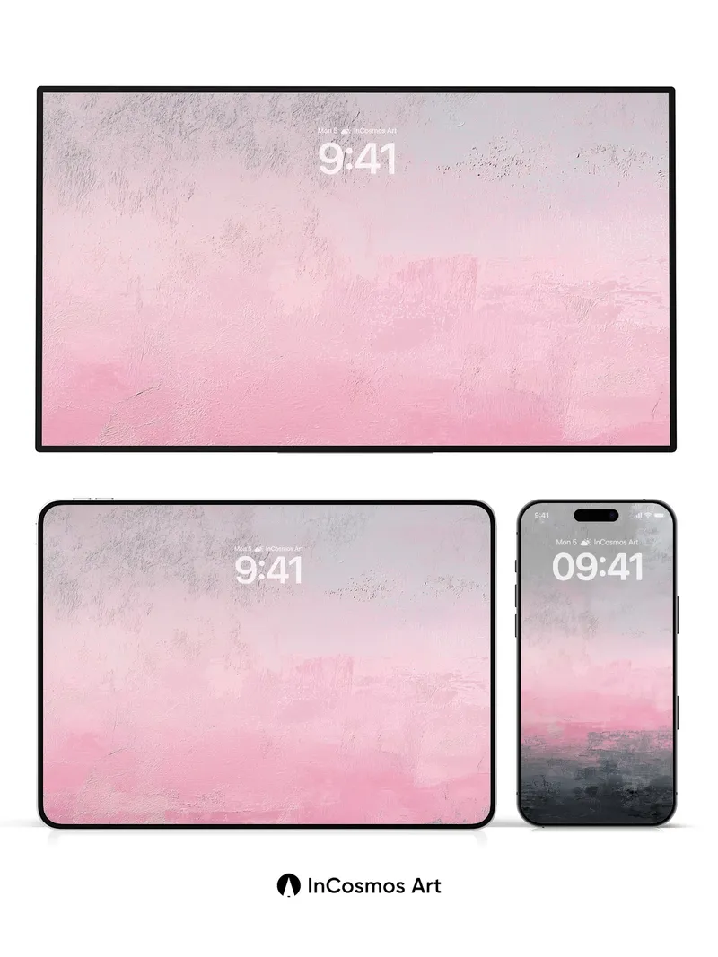 Muted Horizon Wallpaper with Pink Veil