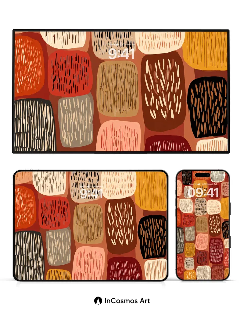 Rustic Tapestry Wallpaper with Hand-Drawn Hues
