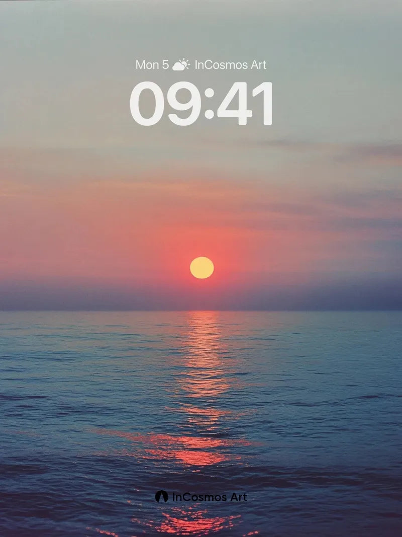 Crimson Horizon Wallpaper with Sunlit Reflections