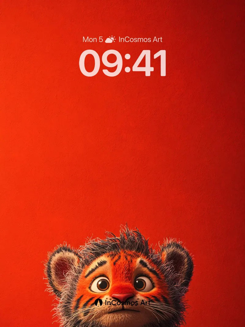 Whispering Tiger Wallpaper with Tiny Guardian