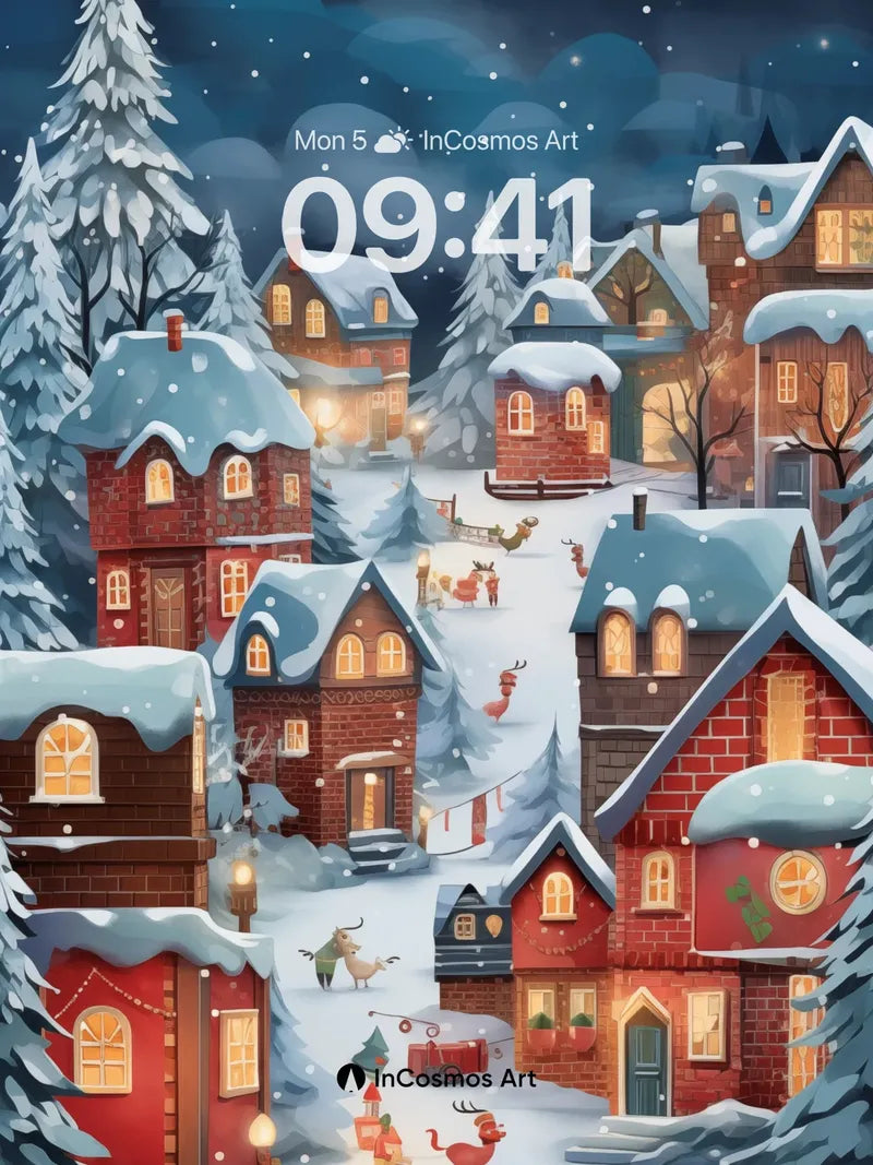 Frostlit Whimsy Wallpaper with Reindeer Trails