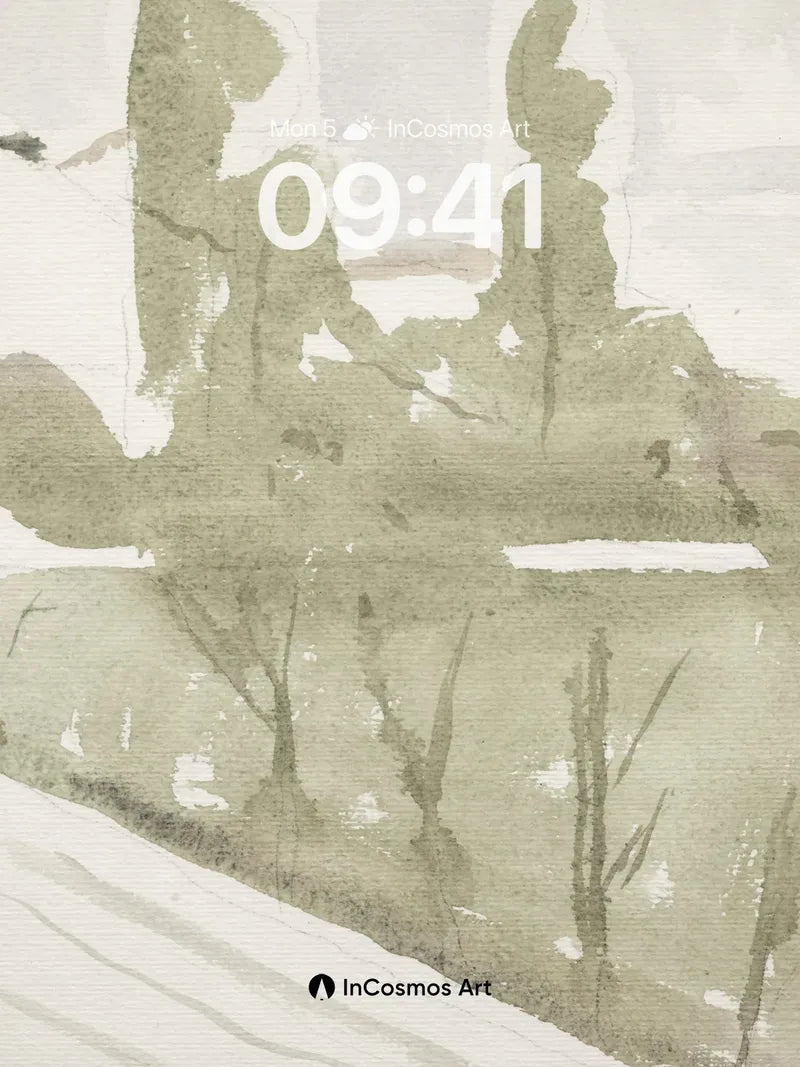 Muted Green Hush Wallpaper with Whispering Trees