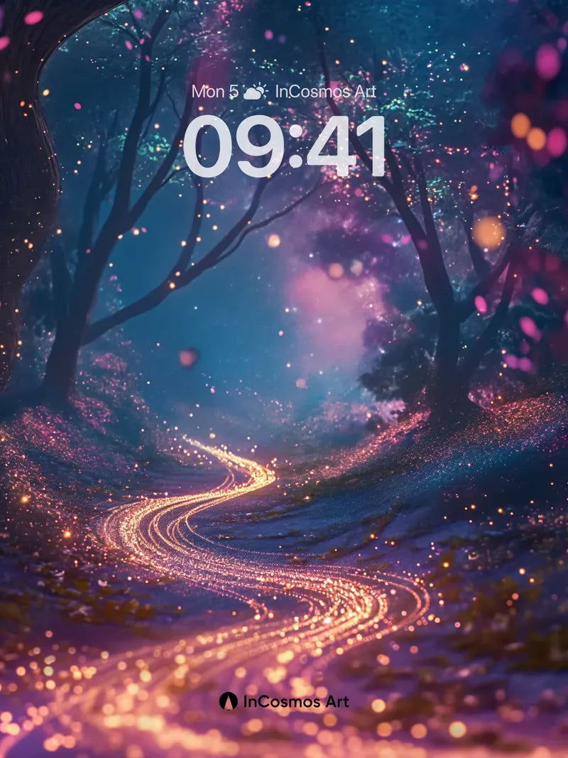 Luminous Pathway Wallpaper with Starlight Trails