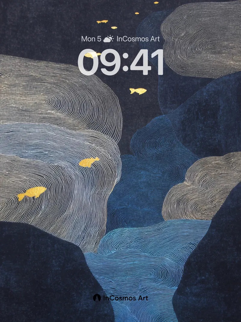 Silent Currents Wallpaper with Golden Fish