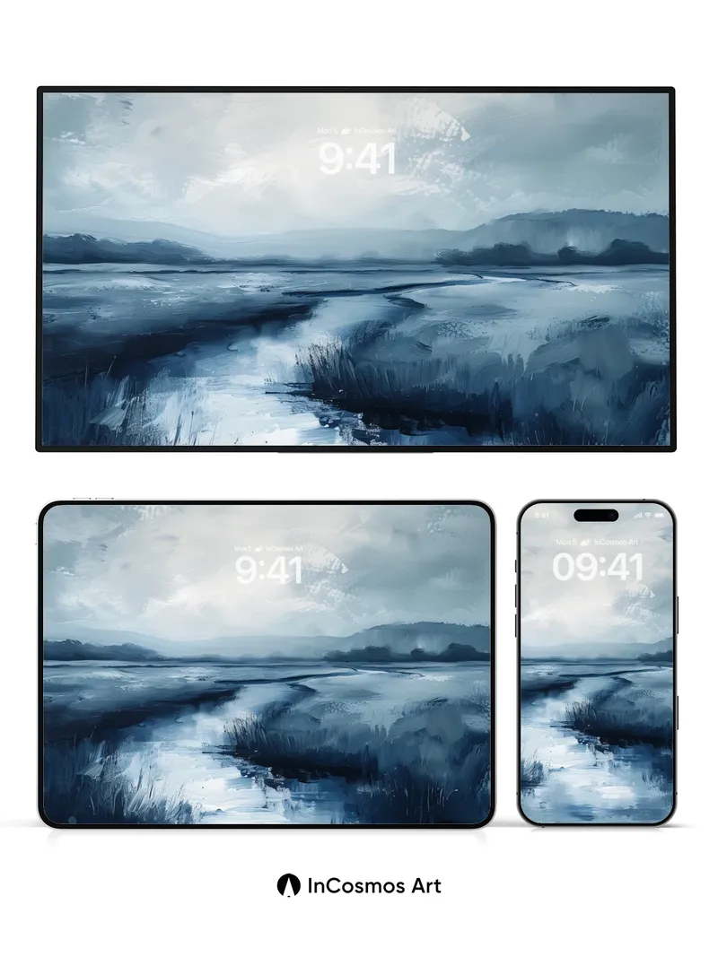 Misty Riverflow Wallpaper with Frozen Light