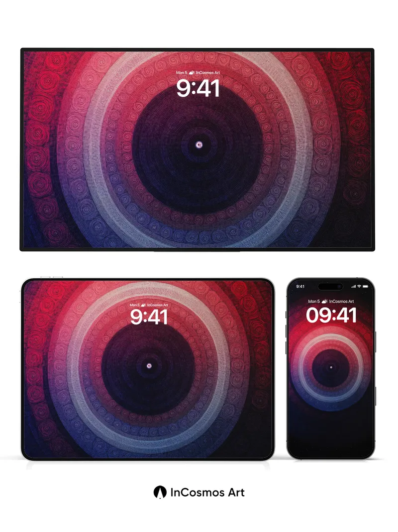 Cosmic Spiral Wallpaper with Hypnotic Rings