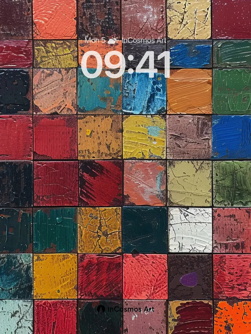 Rustic Canvas Wallpaper with Painted Blocks