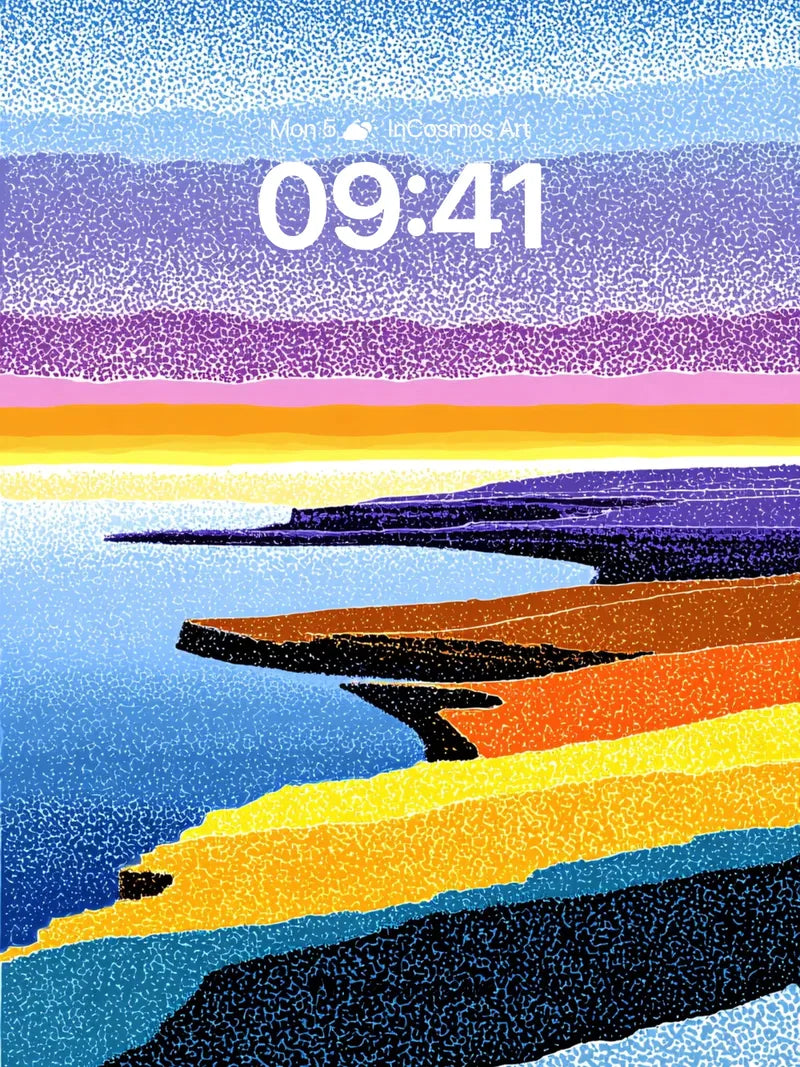 Spectral Shoreline Wallpaper with Dotted Hues