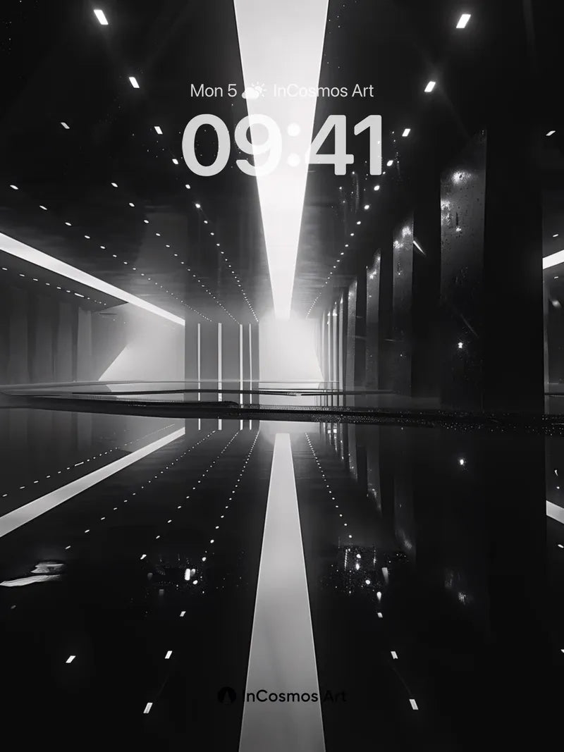 Neon Void Wallpaper with Infinite Corridor