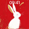 Serene White Rabbit Wallpaper with Golden Dust wallpaper for iPhone, iPad & Mac