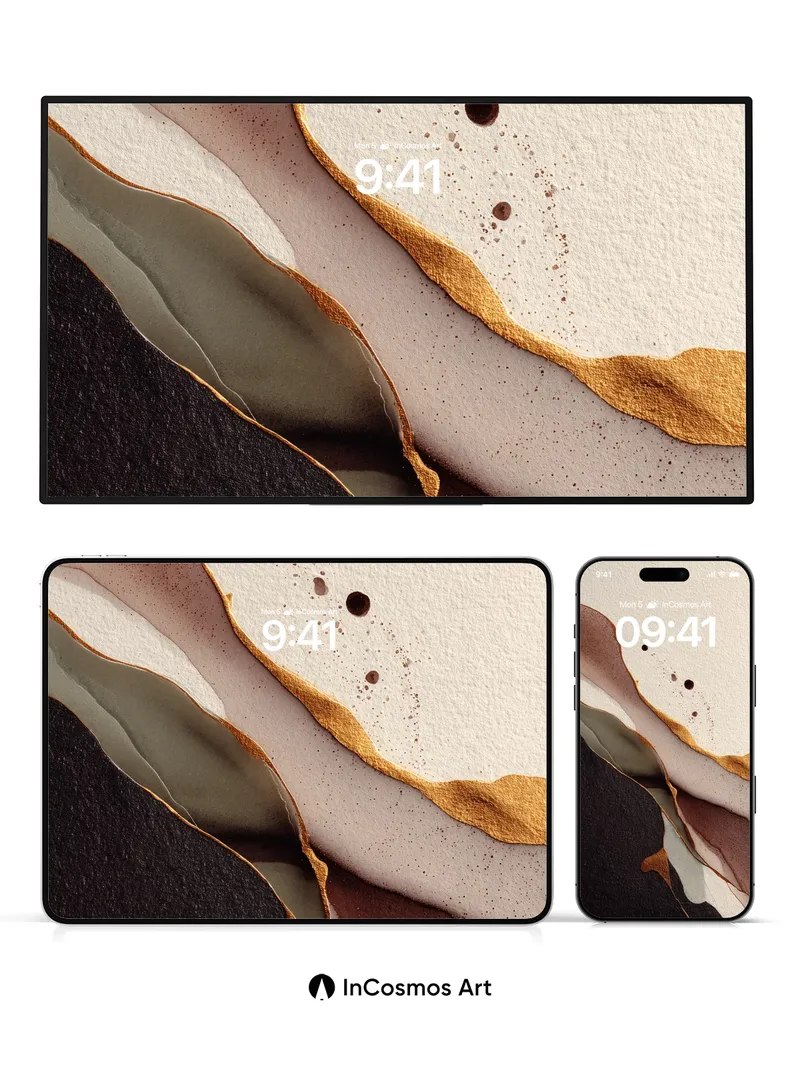 Earthy Veil Wallpaper with Golden Fractures