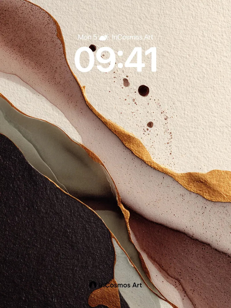 Earthy Veil Wallpaper with Golden Fractures