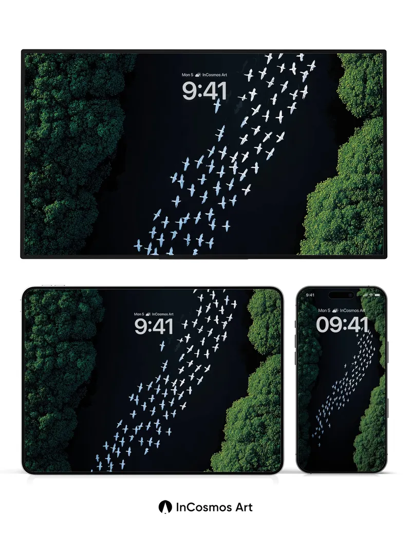 Serenity Flight Wallpaper with Forest Veins