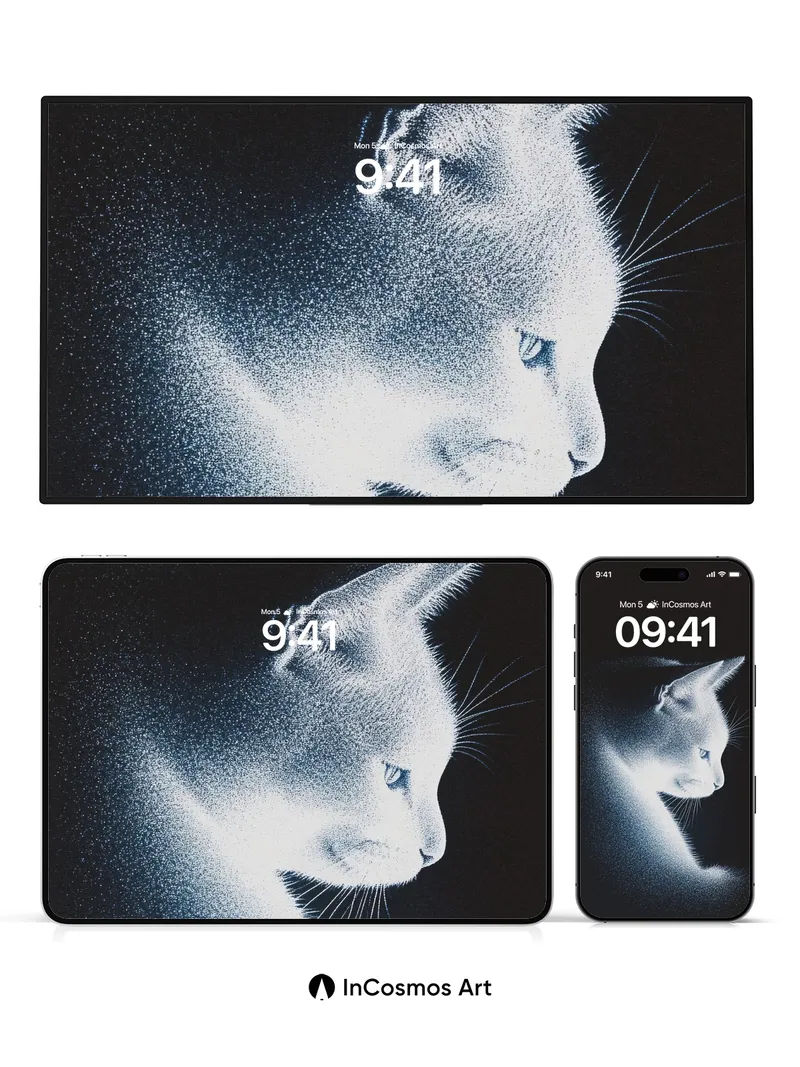 Luminous Shadow Wallpaper with Ethereal Feline
