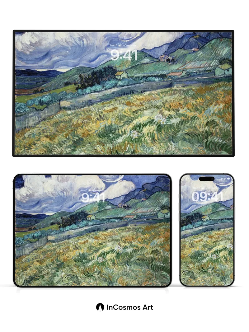 Whirlwind Field Wallpaper with Van Gogh's Touch