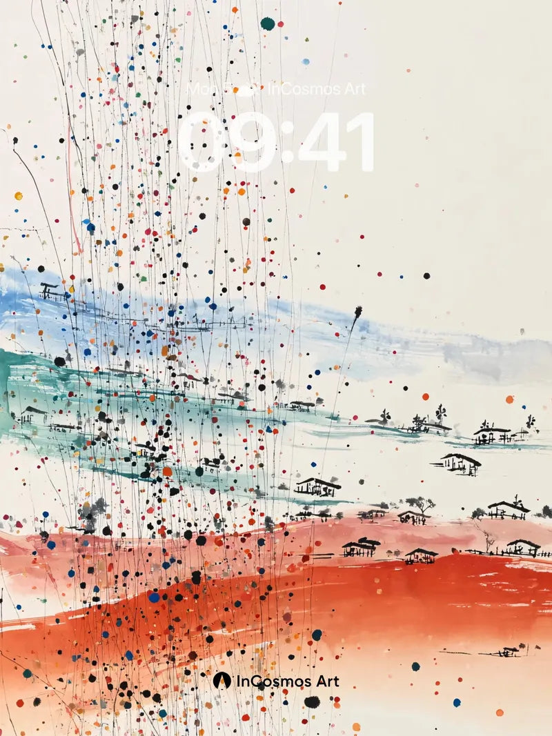 Whimsical Rainfall Wallpaper with Village Silhouettes wallpaper for iPhone, iPad & Mac