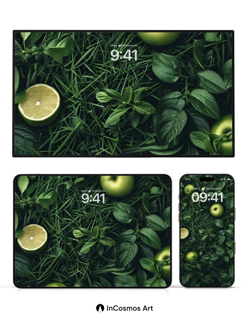 Emerald Hush Wallpaper with Hidden Citrus