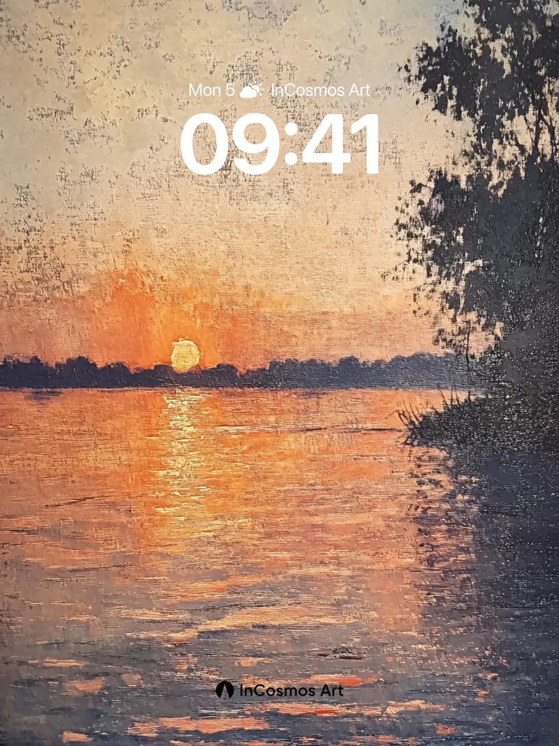 Crimson Hush Wallpaper with Sunlit Water wallpaper for iPhone, iPad & Mac