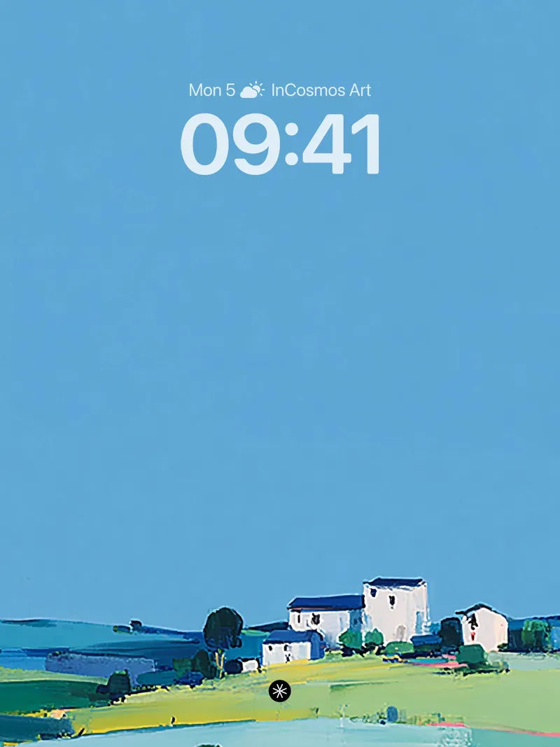 Serene Pastoral Landscape Wallpaper with Sunlit Fields wallpaper for iPhone, iPad & Mac