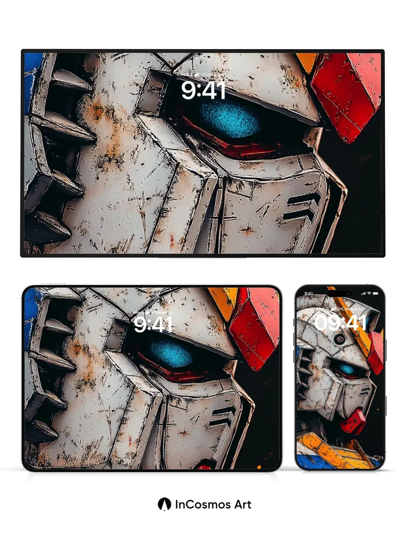 Battle-Scarred Gundam Wallpaper with Weathered Metal