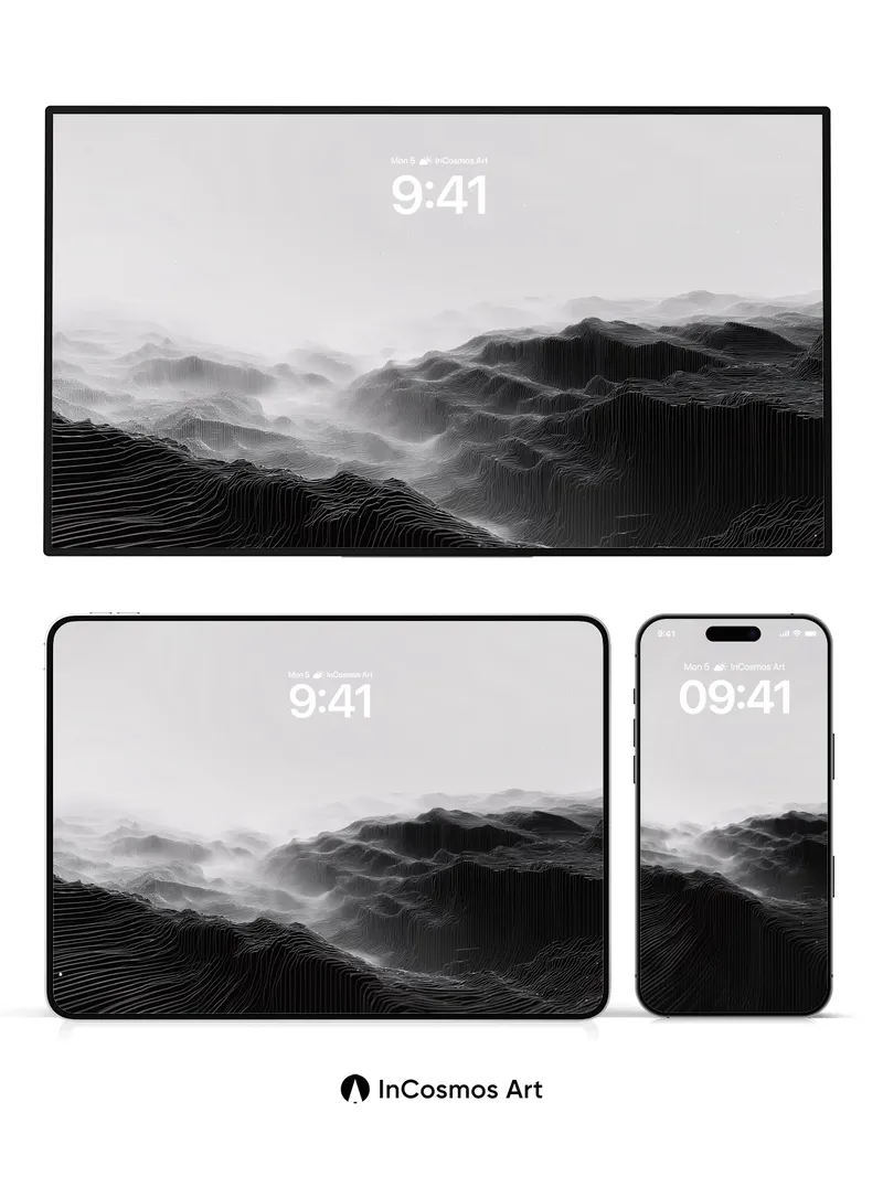 Silent Wave Wallpaper with Etched Depths