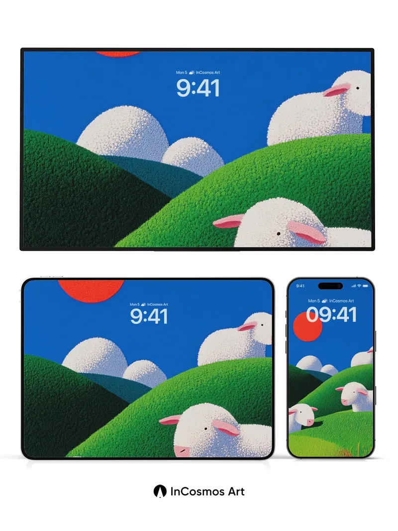 Serenity Pasture Wallpaper with Textured Wool