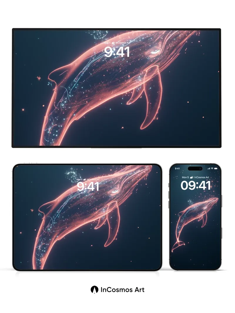 Stellar Whale Wallpaper with Cosmic Veins