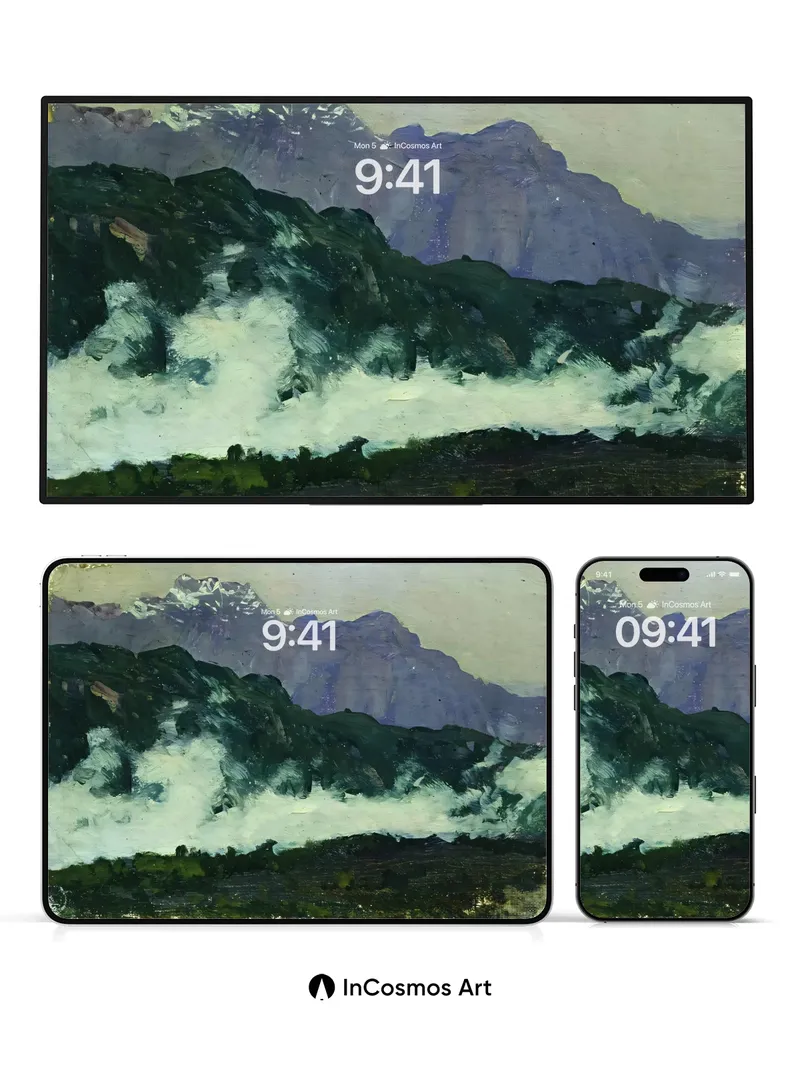 Majestic Mist Wallpaper with Mountain Veil