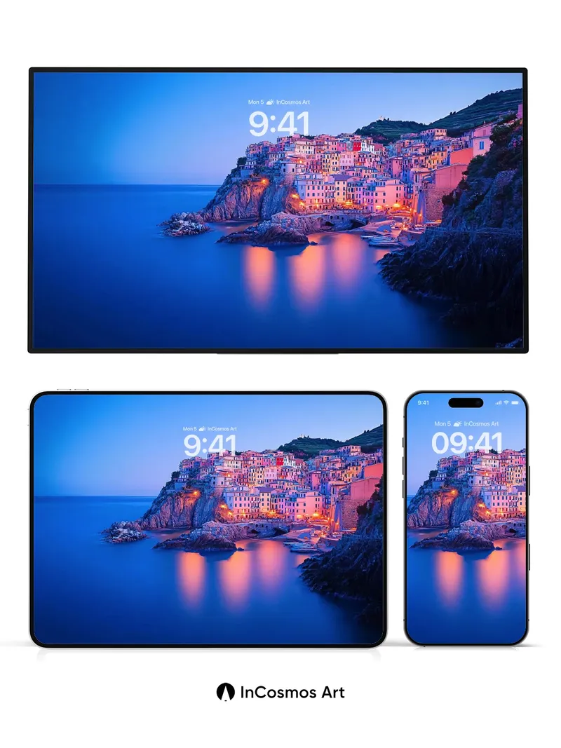 Crimson Cliffside Wallpaper with Twilight Reflections