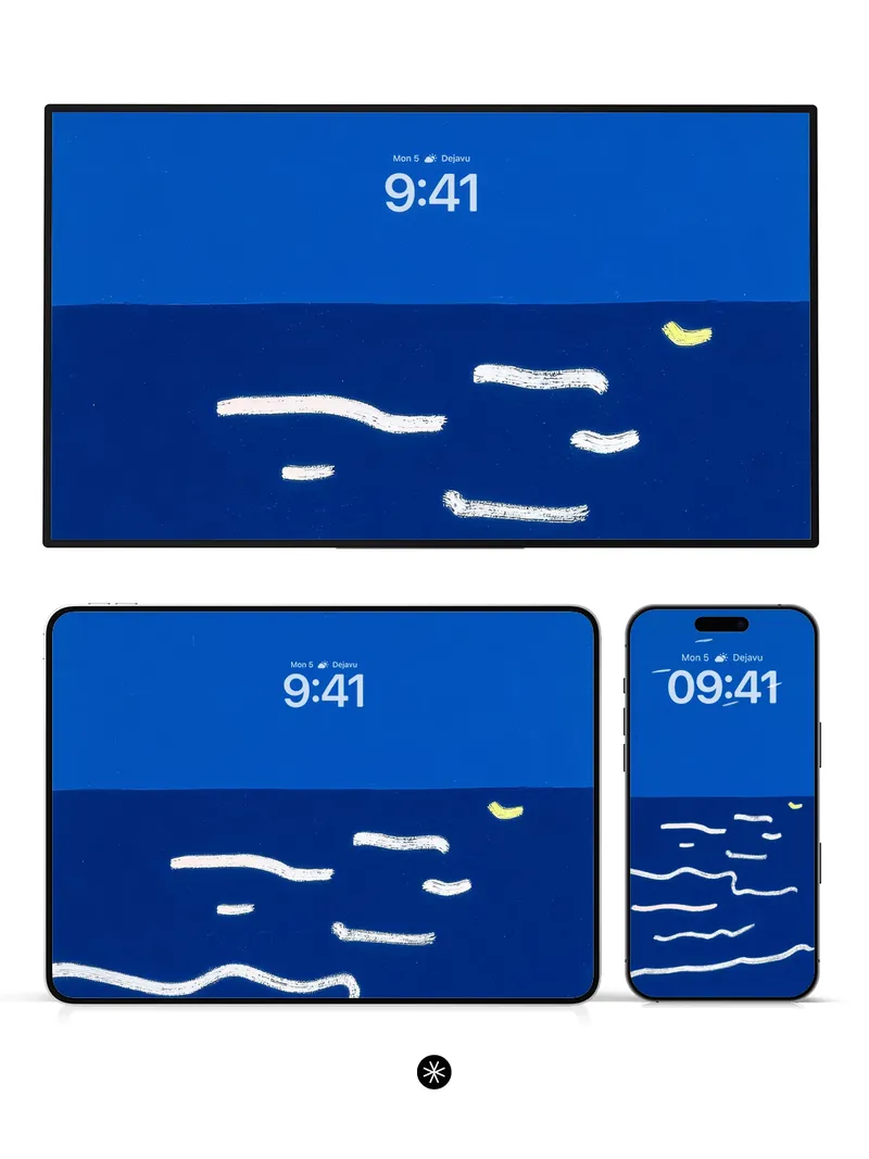 Serene Ocean Waves Wallpaper with Subtle Lunar Glow