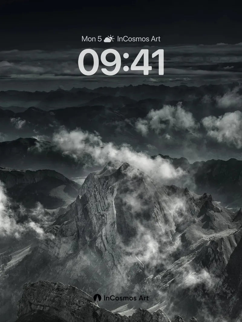 Shadowed Peaks Wallpaper with Cloud Veils