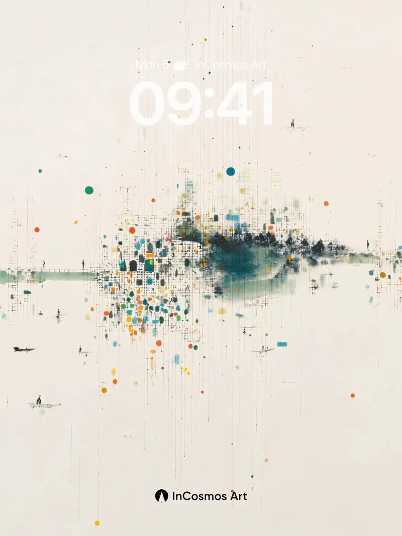 Floating Color Burst Wallpaper with Ethereal Reflections