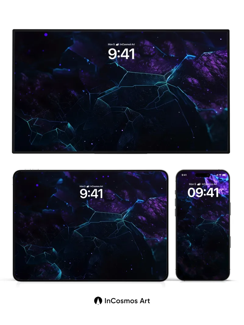 Cosmic Veil Wallpaper with Fractal Crystals