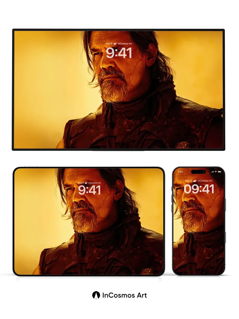 Golden Gaze Wallpaper with Warrior's Resolve