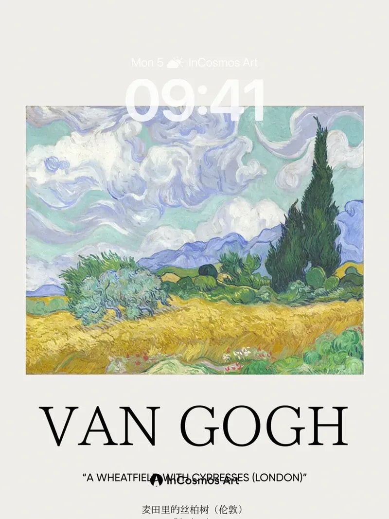 Whirlwind Wheatfield Wallpaper with Cypress Spire