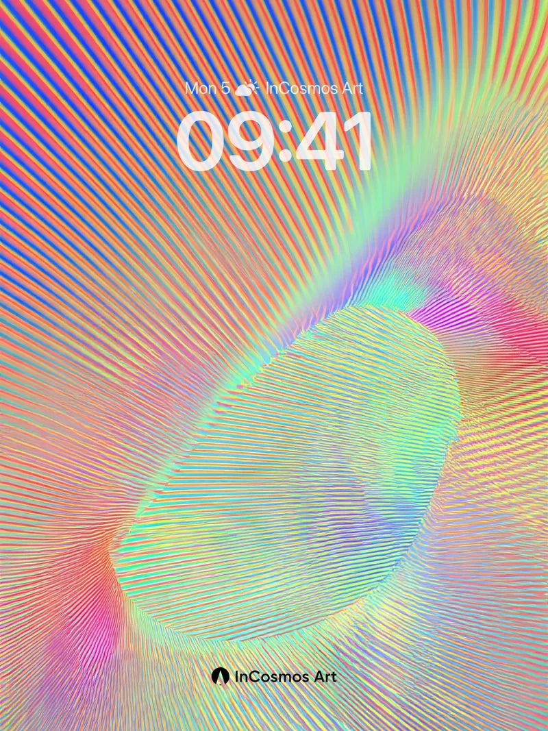 Prismatic Spiral Wallpaper with Rainbow Threads