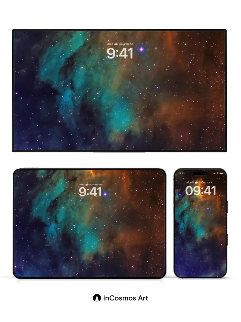 Cosmic Ember Wallpaper with Nebula Veils