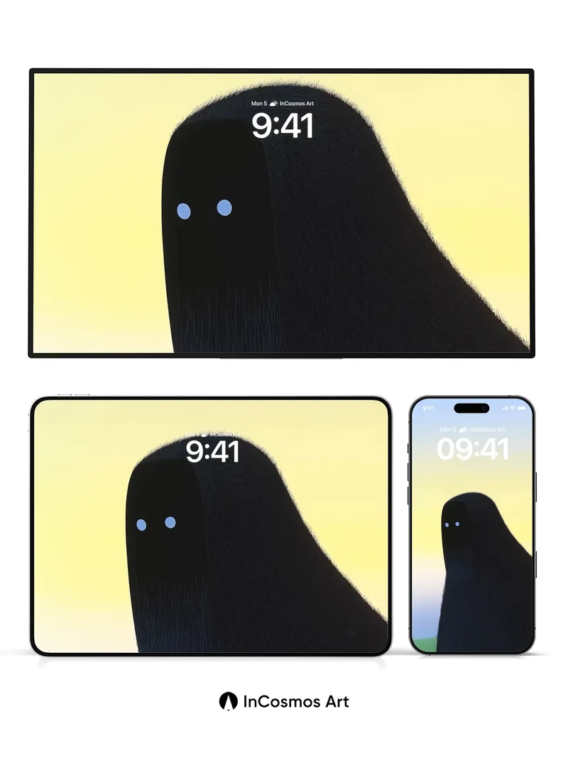 Silent Watcher Wallpaper with Glowing Eyes