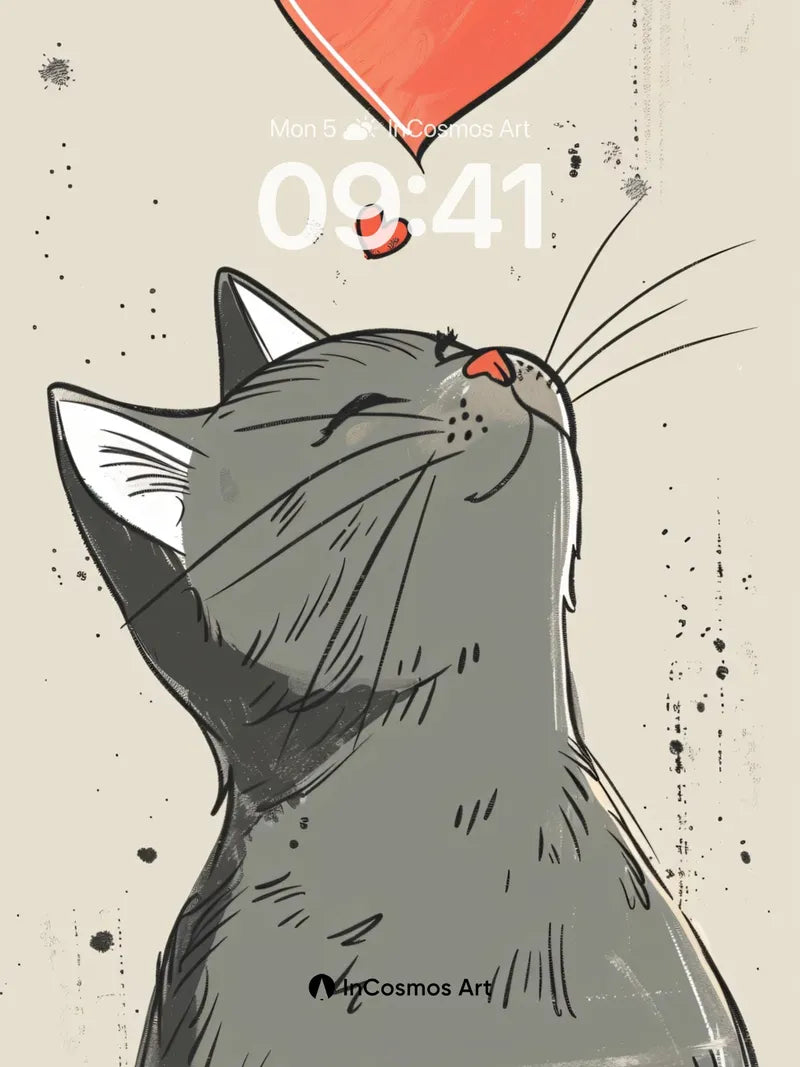 Whispering Heart Wallpaper with Feline Gaze wallpaper for iPhone, iPad & Mac