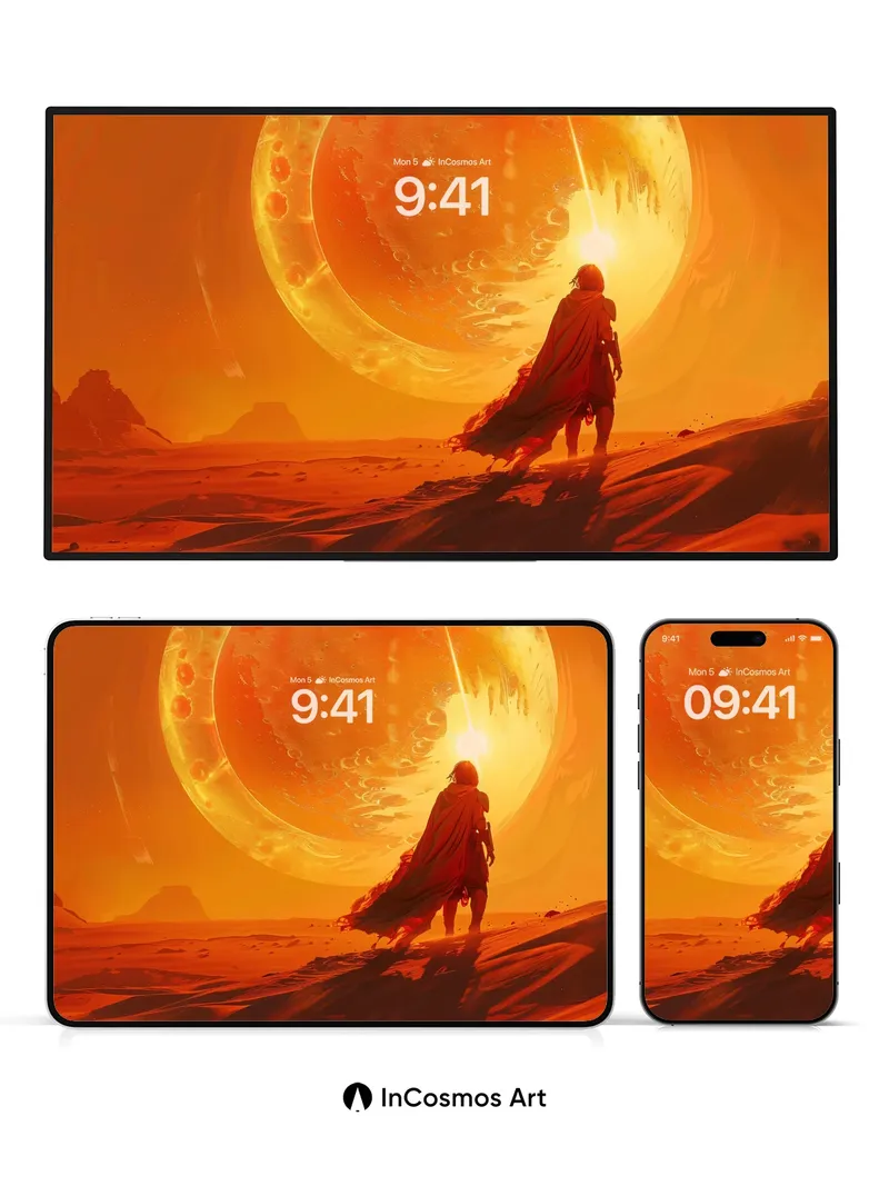 Crimson Horizon Wallpaper with Celestial Echo