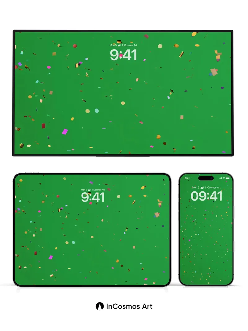 Playful Confetti Wallpaper with Floating Fragments