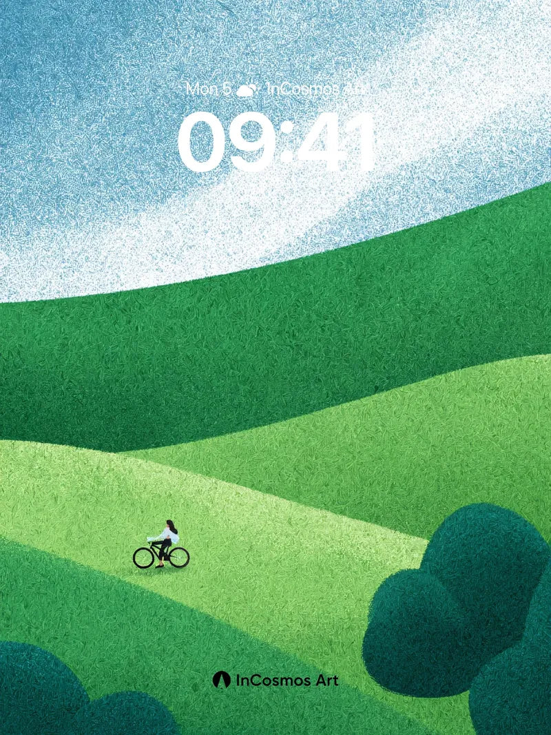 Serenity Ridge Wallpaper with Rolling Green Waves