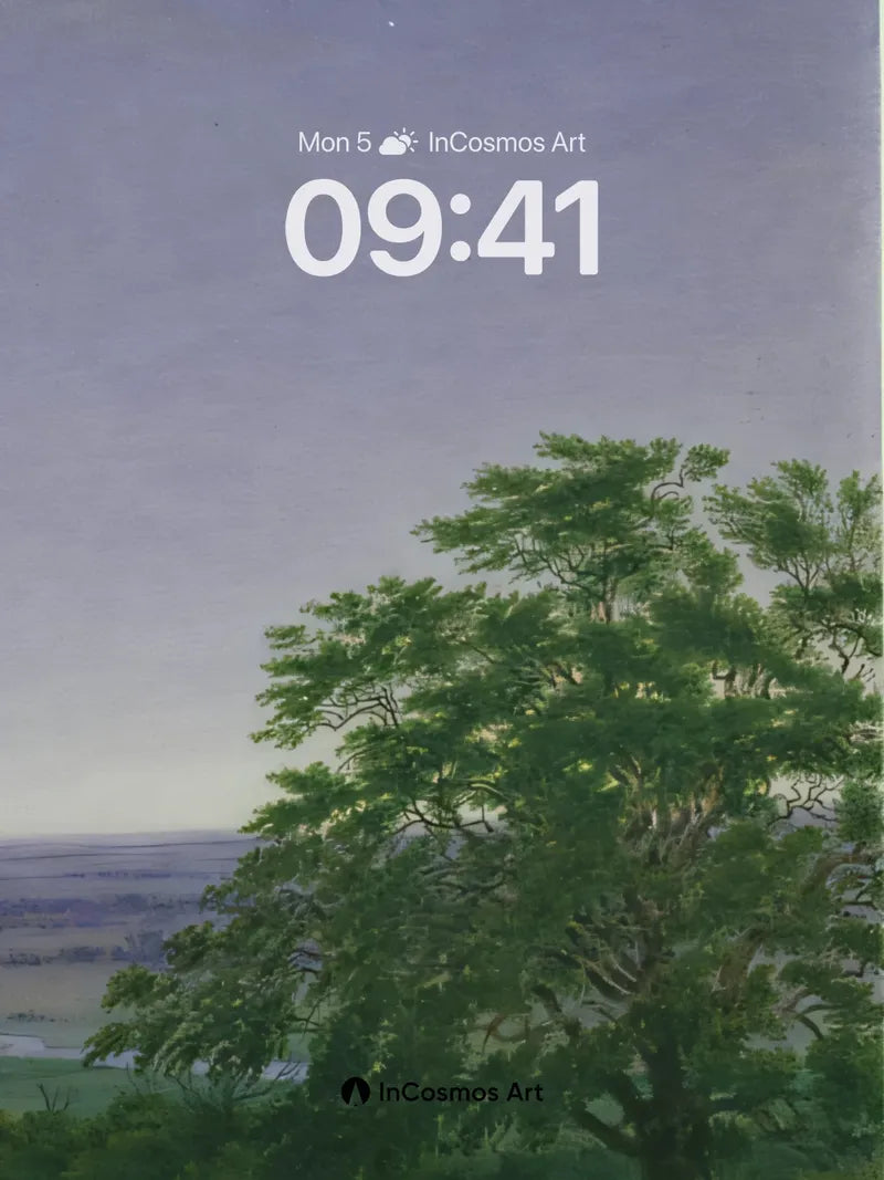 Serenity Tree Wallpaper with Distant Horizon