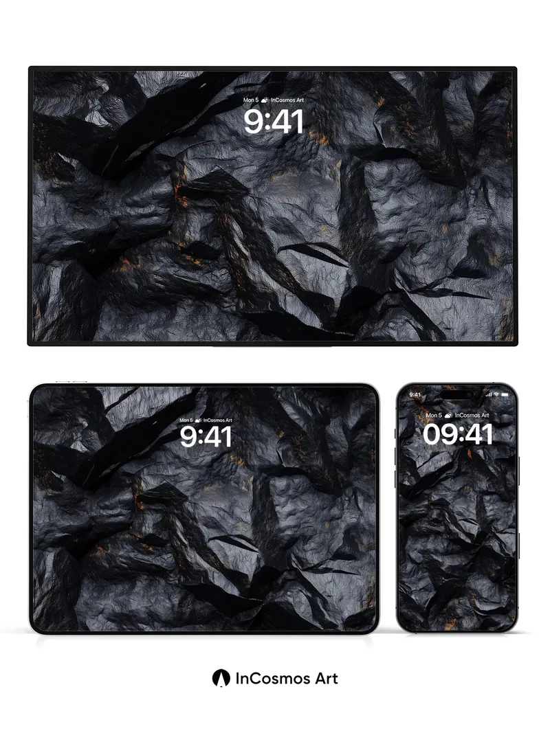 Obsidian Ember Wallpaper with Volcanic Veins