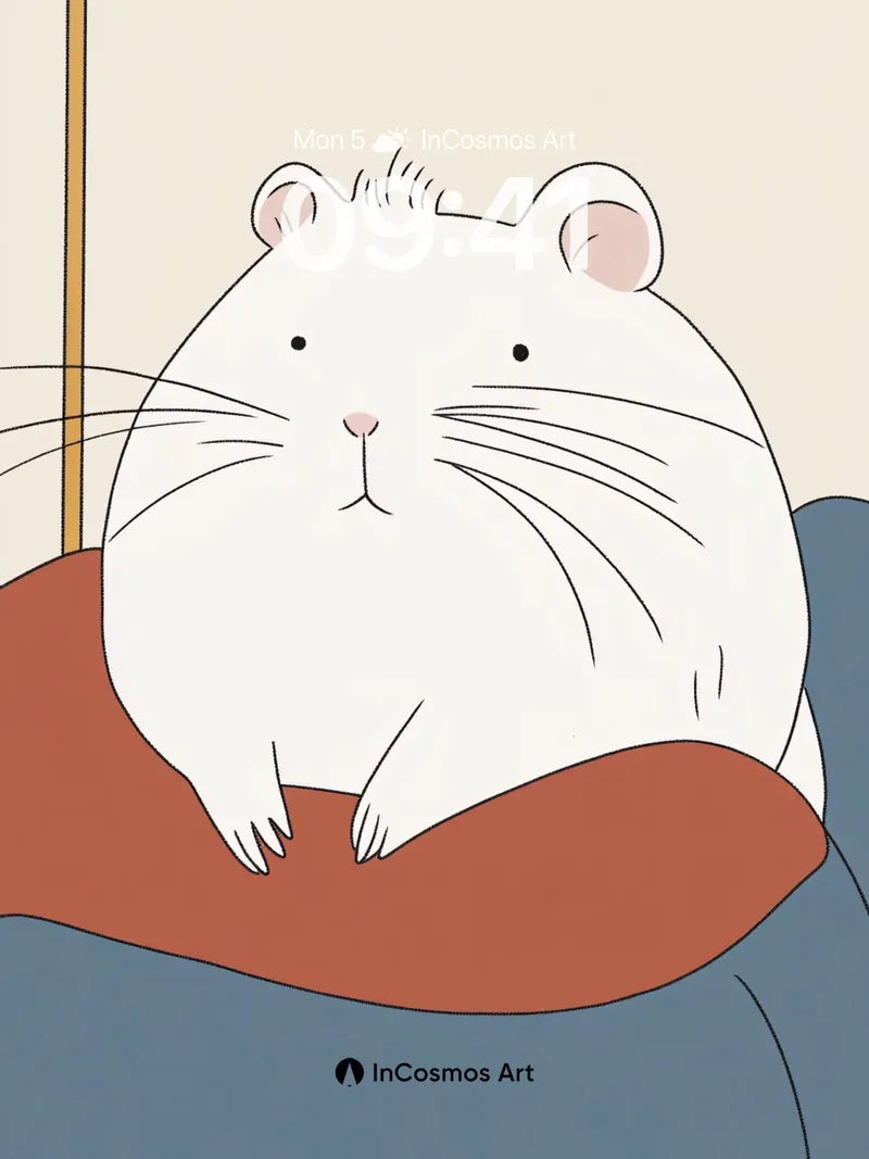 Calm White Hamster Wallpaper with Soft Cushion Hug