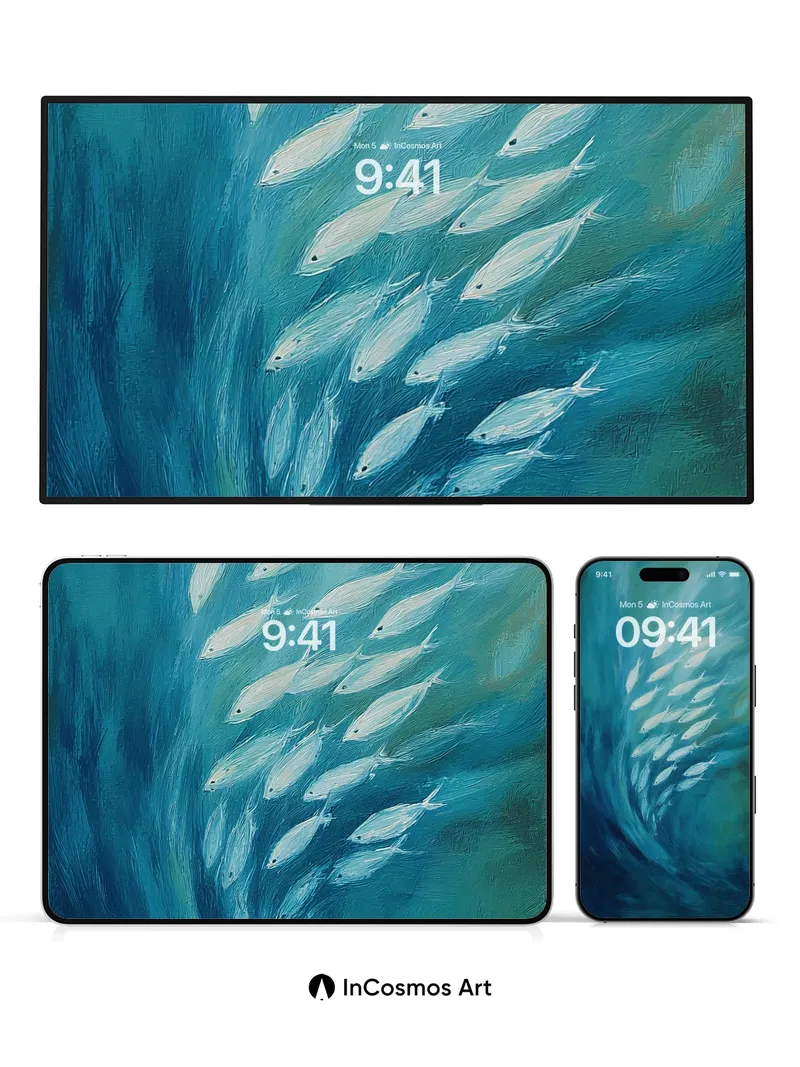 Serenity Swarm Wallpaper with Oceanic Flow