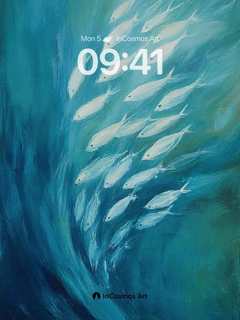 Serenity Swarm Wallpaper with Oceanic Flow