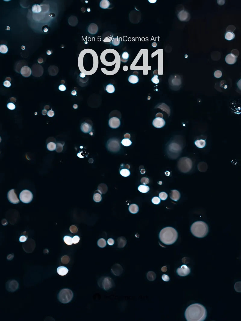 Midnight Drizzle Wallpaper with Floating Light Pearls